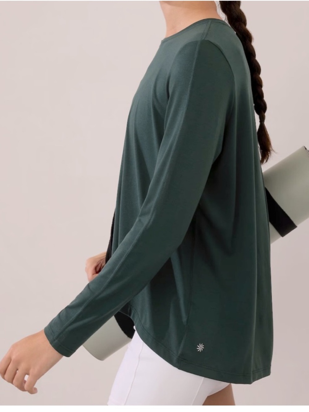 Athleta Long Sleeve Top Cypress Green With Ease Tee L Large Workout Wicking Dry - Picture 2 of 12